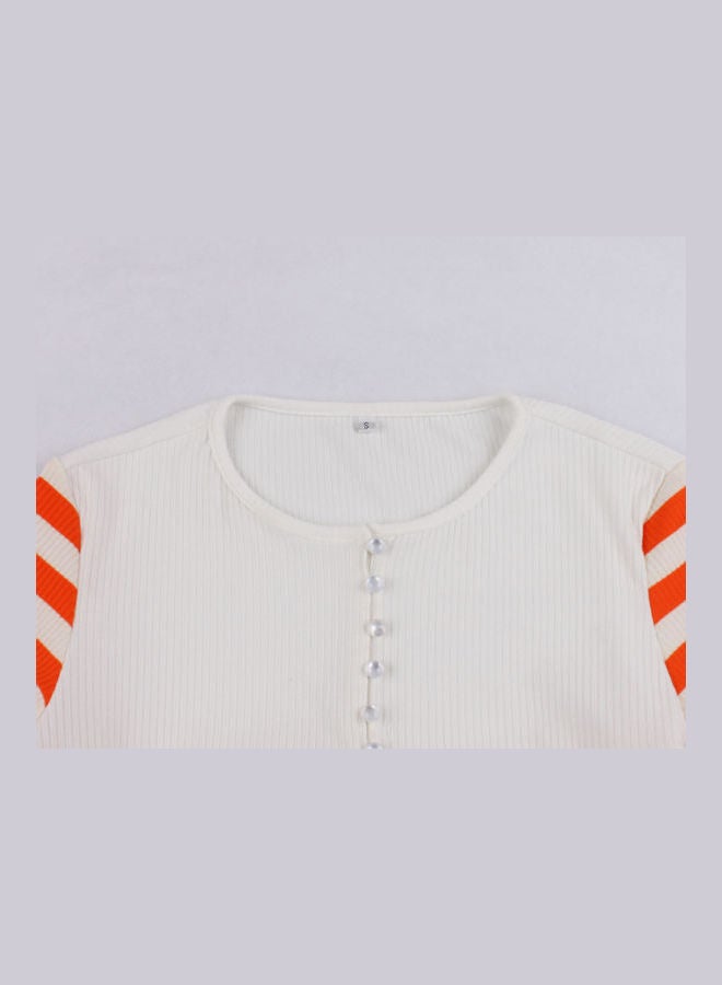 OUTAD Fashionable Casual Dress Orange/White - Image 3