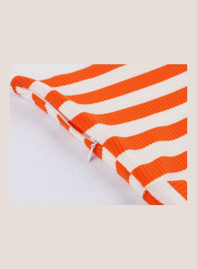 OUTAD Fashionable Casual Dress Orange/White - Image 5