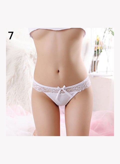 Lace G-string See-Through Underwear White