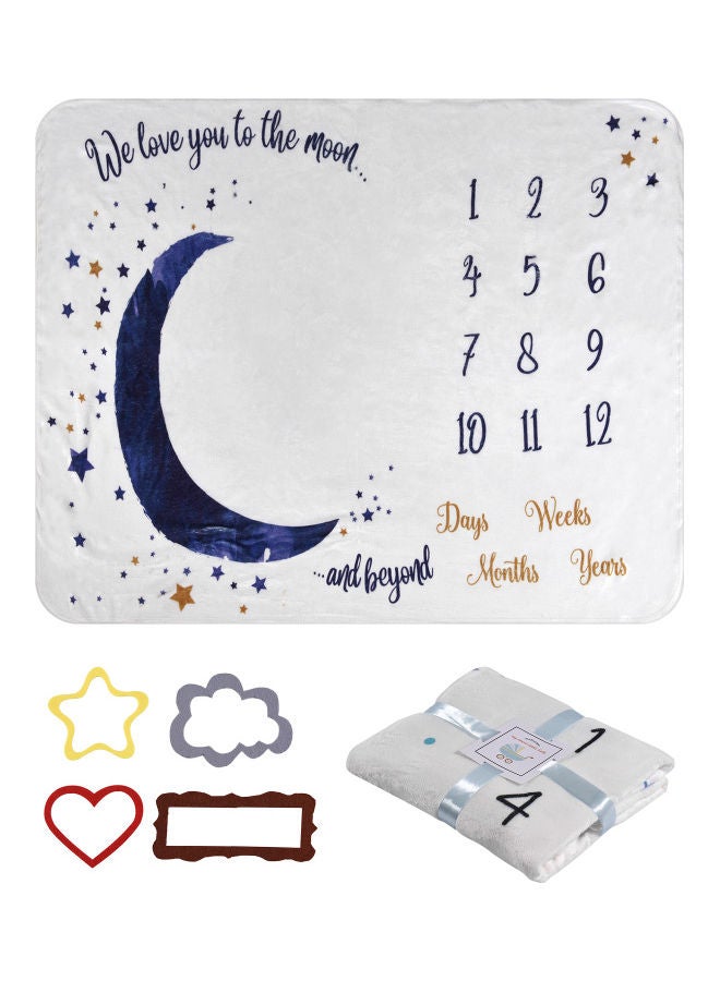 Baby Monthly Milestone Flannel Baby Blanket With 4 Frame - Image 3