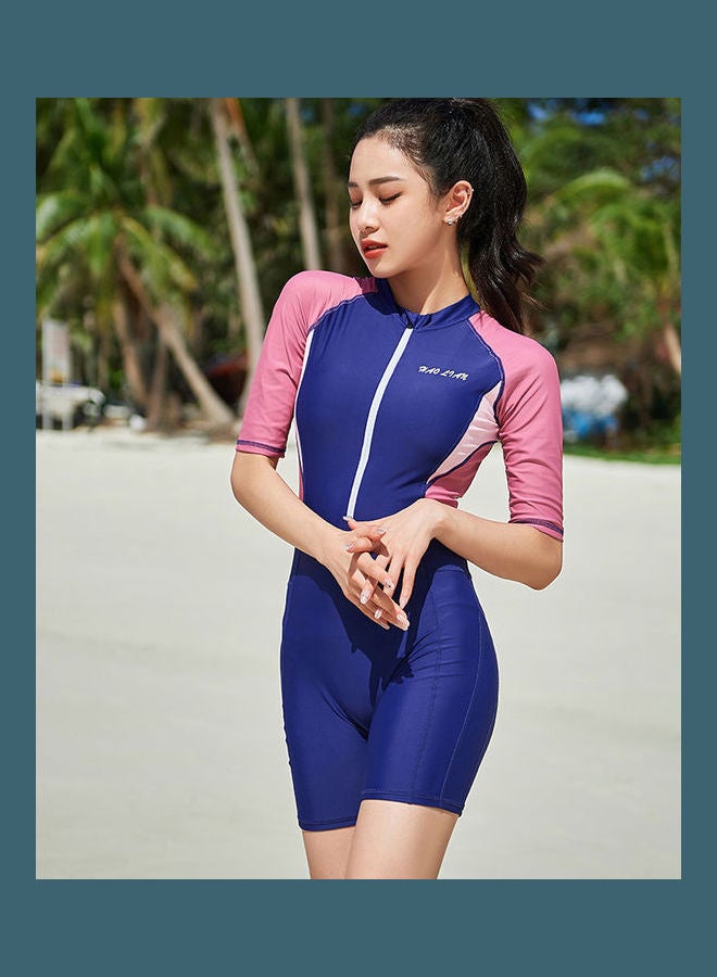 Beauenty Short Sleeve Swimwear One Piece Blue/Pink  - Image 2