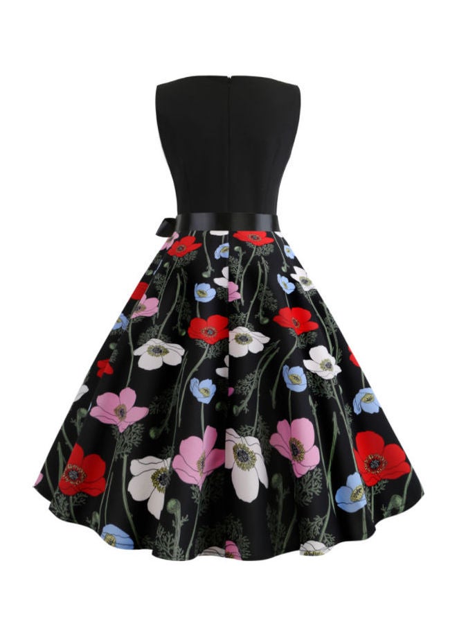 OUTAD Fashionable Floral Print Dress Multicolour - Image 2