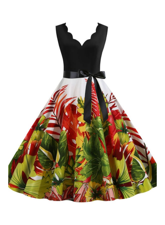 OUTAD Fashionable Elegant Printed Dress Multicolour - Image 1