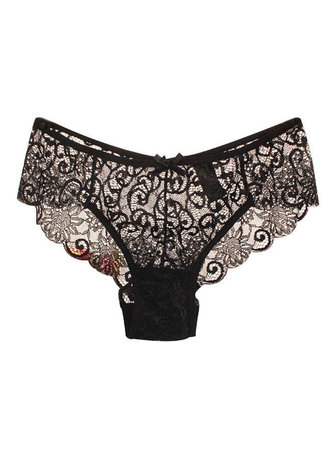 Soft Lace Bowknot Transparent Lingerie Black