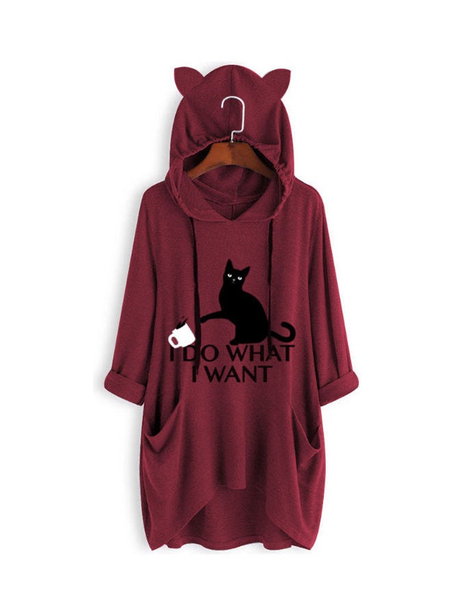 OUTAD Comfortable Hooded Neck Pullover Red  - Image 1