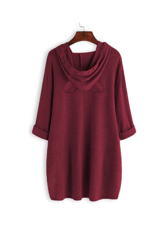 OUTAD Comfortable Hooded Neck Pullover Red  - Image 2