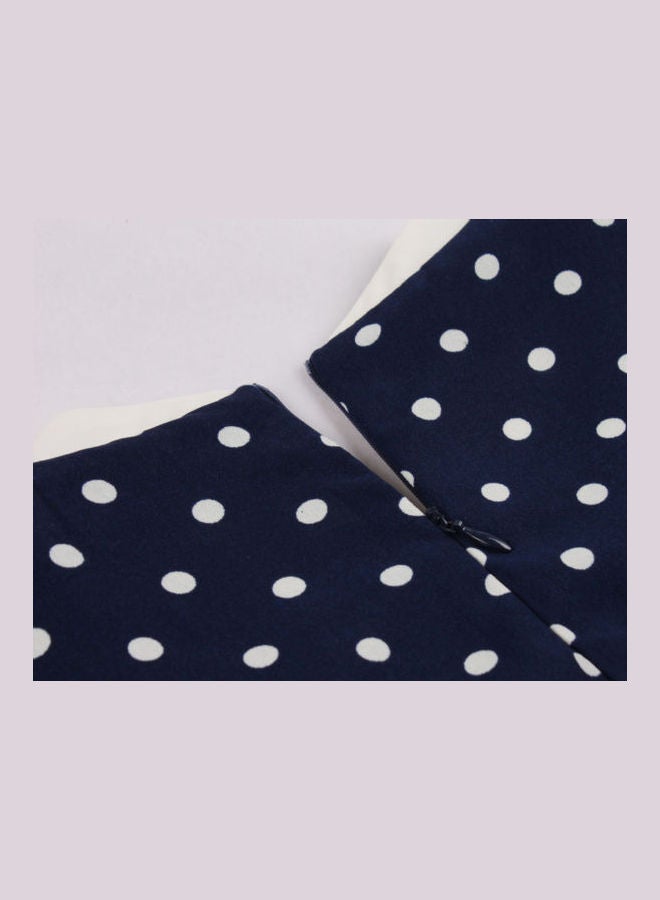 OUTAD Polka Dot Print Elegant Dress Blue  - Image 5