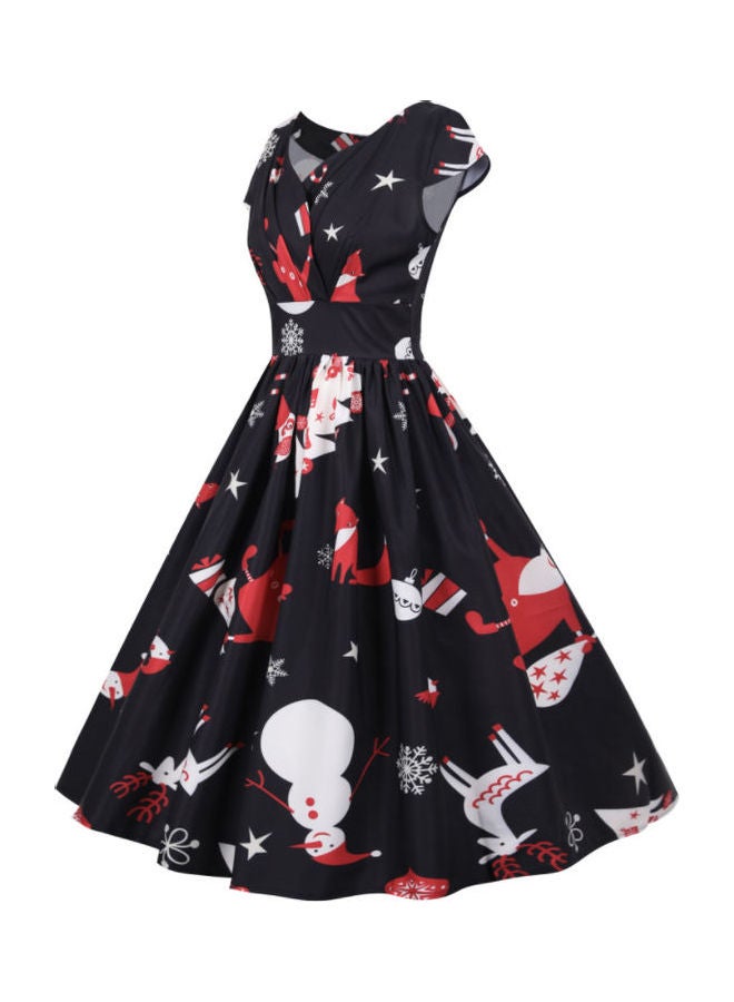 OUTAD Fashionable Printed Dress Black - Image 3