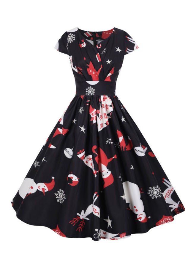 OUTAD Fashionable Printed Dress Black - Image 2