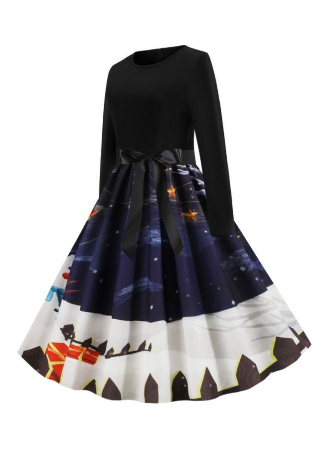 أوتاد فستان عصري للحفلات مزين بطبعة أسود/بني - Image 3