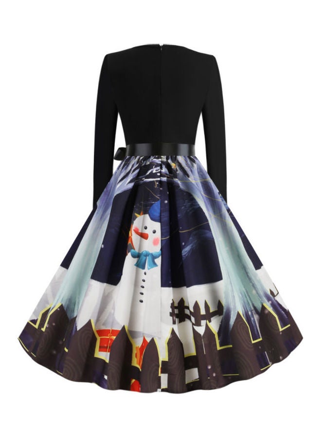 أوتاد فستان عصري للحفلات مزين بطبعة أسود/بني - Image 2