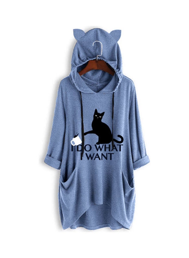 OUTAD Comfortable Hooded Neck Pullover Blue  - Image 1