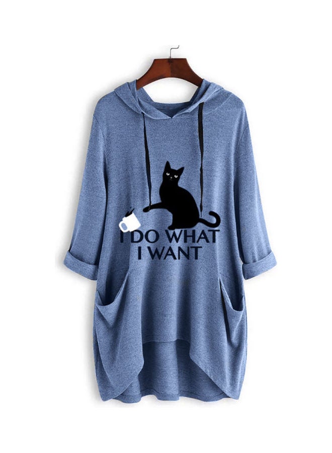 OUTAD Comfortable Hooded Neck Pullover Blue  - Image 3