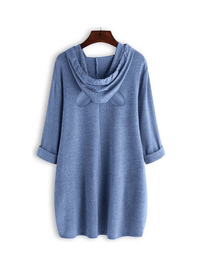 OUTAD Comfortable Hooded Neck Pullover Blue  - Image 2
