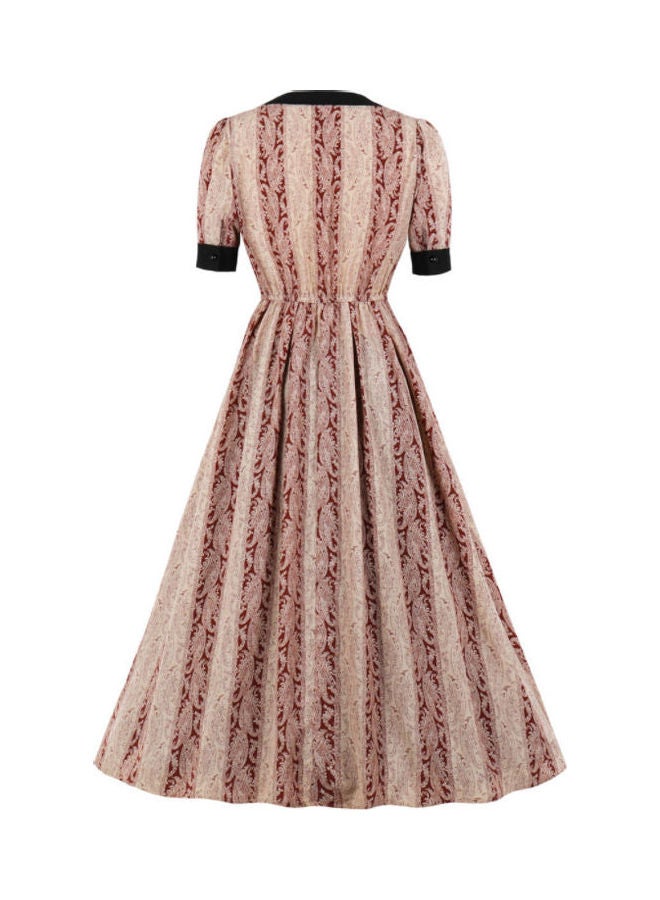 OUTAD Fashionable Print Panel Elegant Dress Multicolour - Image 2