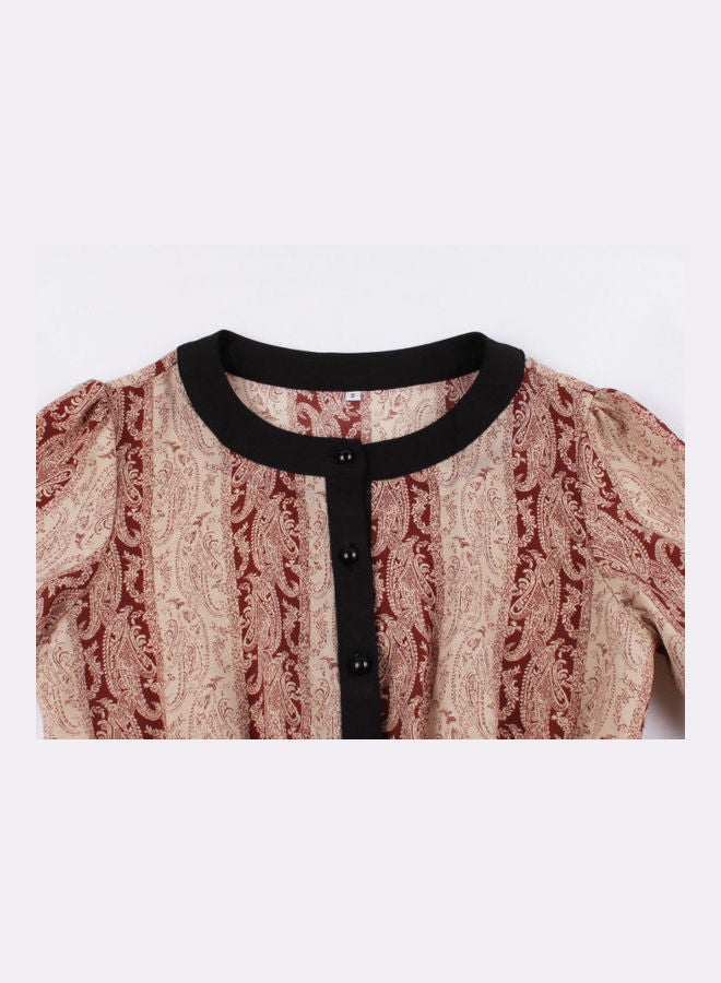 OUTAD Fashionable Print Panel Elegant Dress Multicolour - Image 3