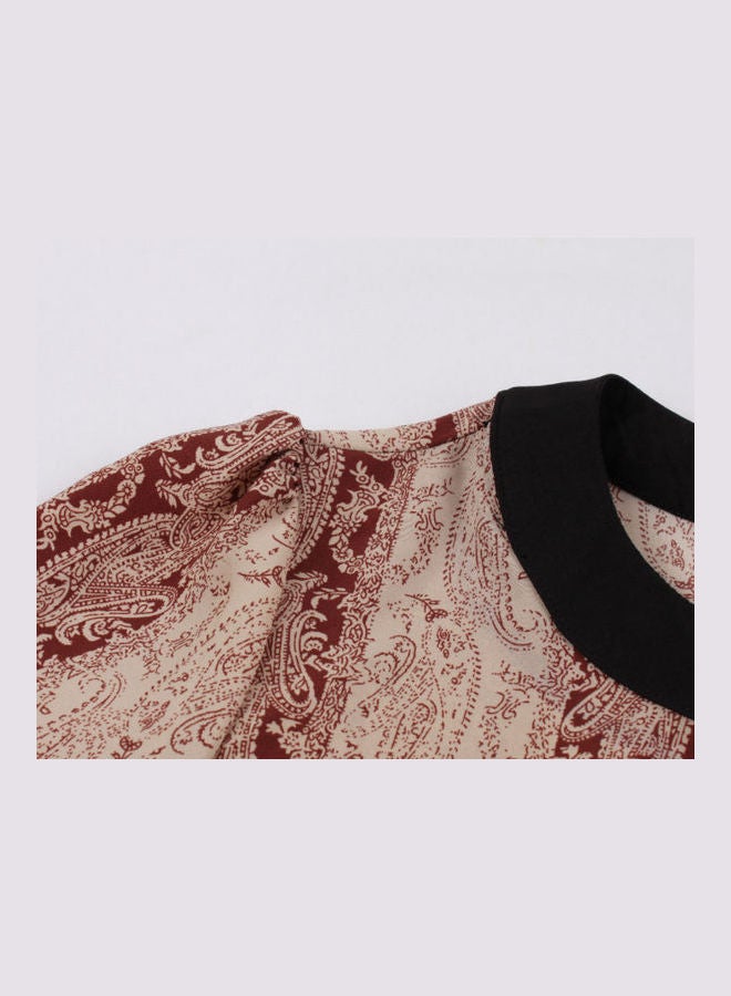 OUTAD Fashionable Print Panel Elegant Dress Multicolour - Image 4