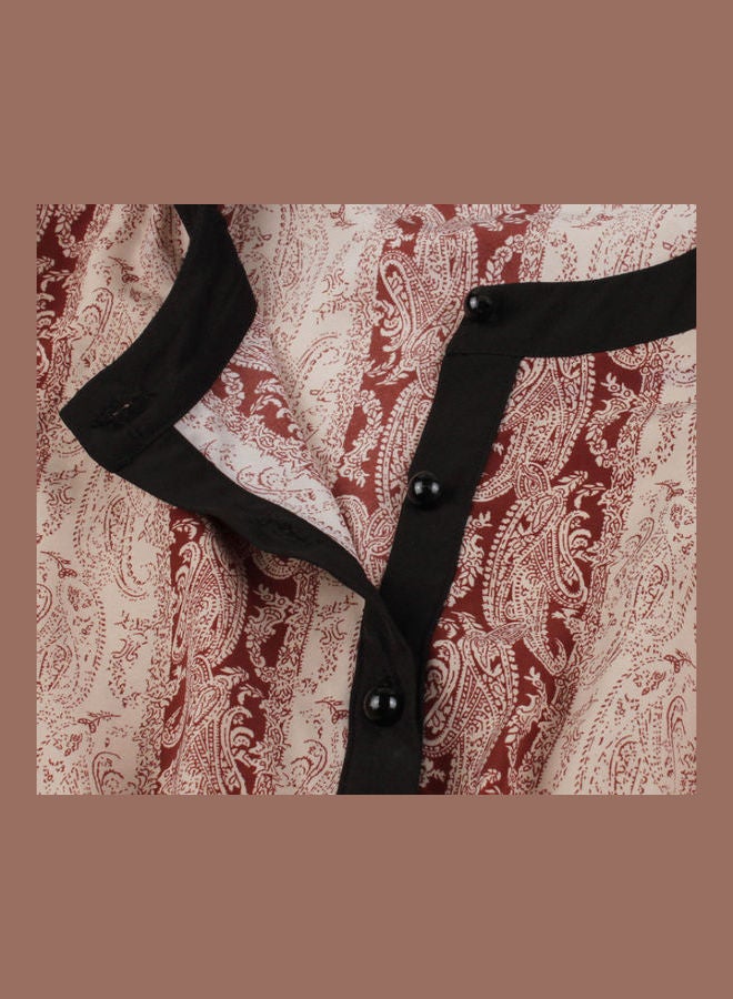 OUTAD Fashionable Print Panel Elegant Dress Multicolour - Image 5