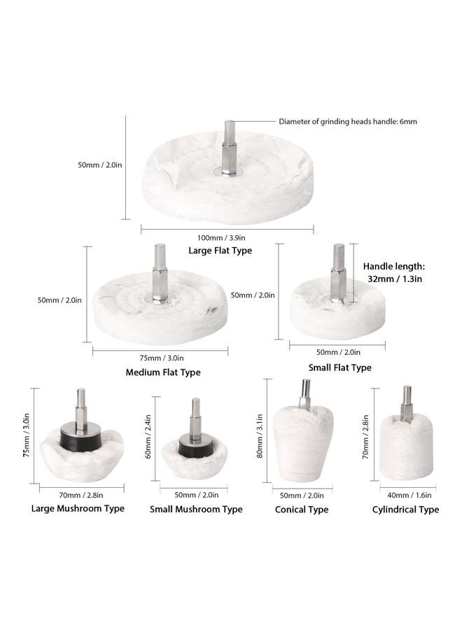 Generic 6-Piece Cloth Polishing Wheel Grinding Head White  - Image 4