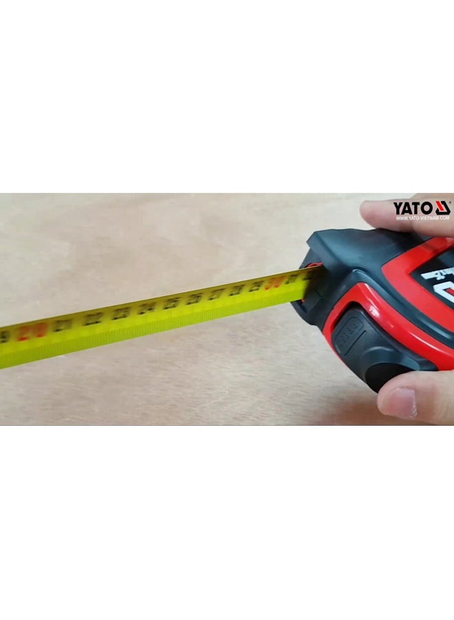 ياتو شريط قياس مقاس 10م×25مم مع غلاف شفاف مزدوج طراز YT-71189 أسود/أحمر/أبيض 10متر  - Image 2