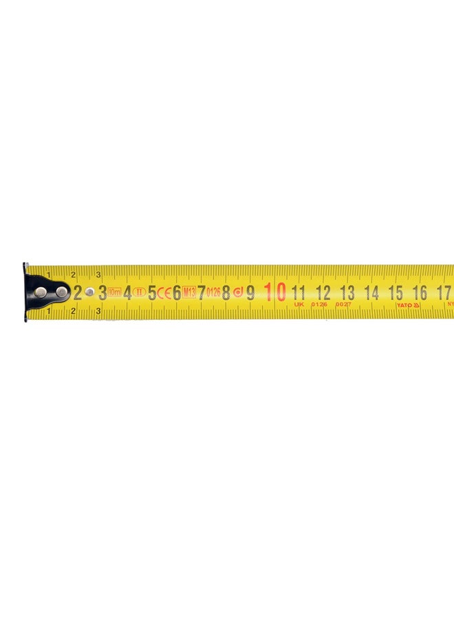 ياتو شريط قياس مقاس 10م×25مم مع غلاف شفاف مزدوج طراز YT-71189 أسود/أحمر/أبيض 10متر  - Image 3
