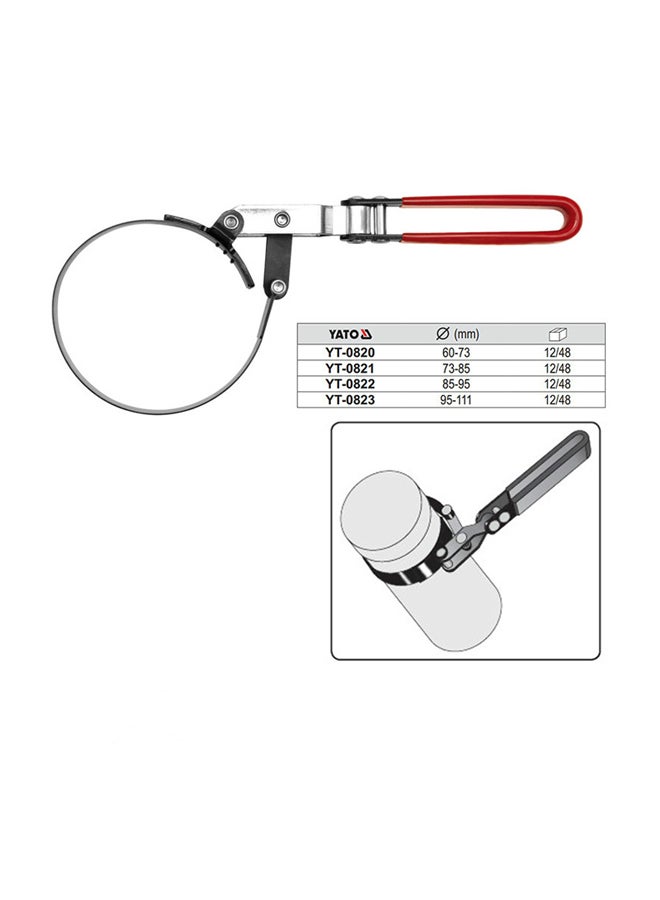 Yato Oil Filter Wrench Dia 95-111mm Sliding Card w/2 Staples YT-0823 Red/Silver/Black 111mm  - Image 3