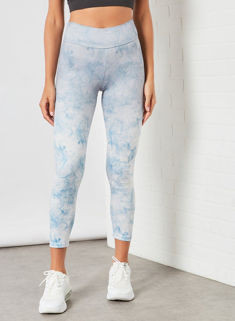 Athletiq - Women's High Rise Sports Training Workout Stretch Leggings With Elastic Waist And All Over Print Multicolour - Image 1
