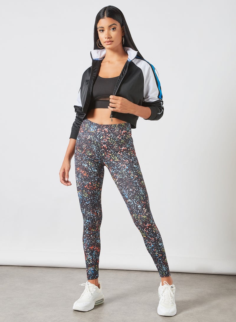 Athletiq - Women's High Rise Sports Training Workout Stretch Leggings With Elastic Waist and All Over Print Multicolour - Image 1
