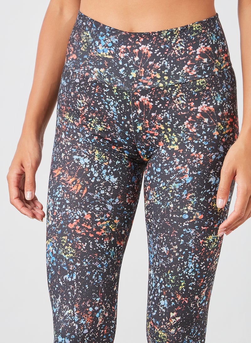 Athletiq - Women's High Rise Sports Training Workout Stretch Leggings With Elastic Waist and All Over Print Multicolour - Image 1