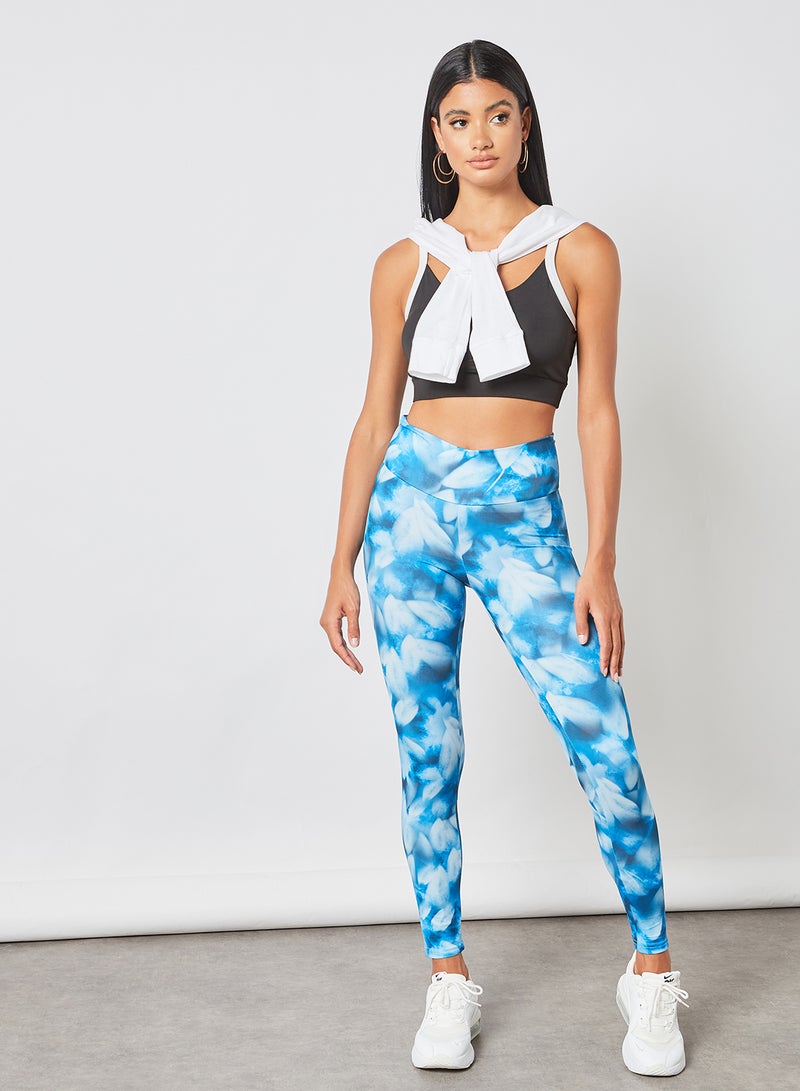 Athletiq - Women's High Rise Sports Training Workout Stretch Leggings With Elastic Waist and All Over Print Multicolour - Image 1