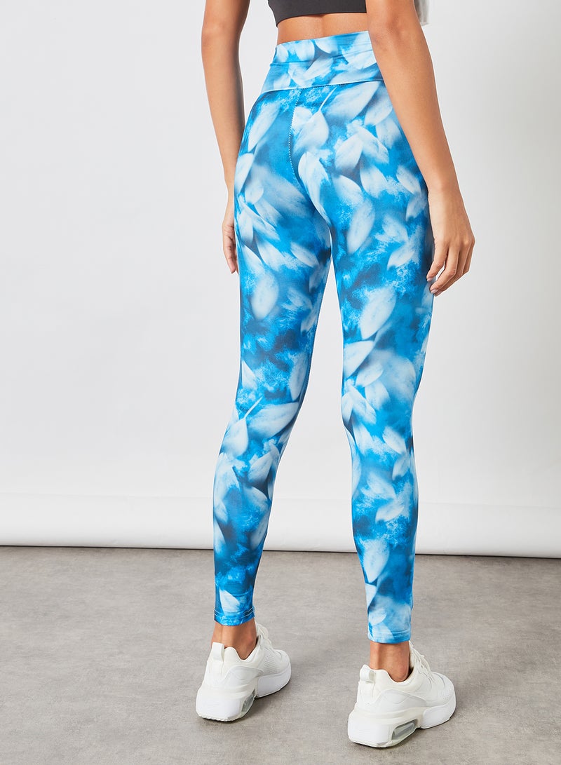 Athletiq - Women's High Rise Sports Training Workout Stretch Leggings With Elastic Waist and All Over Print Multicolour - Image 1