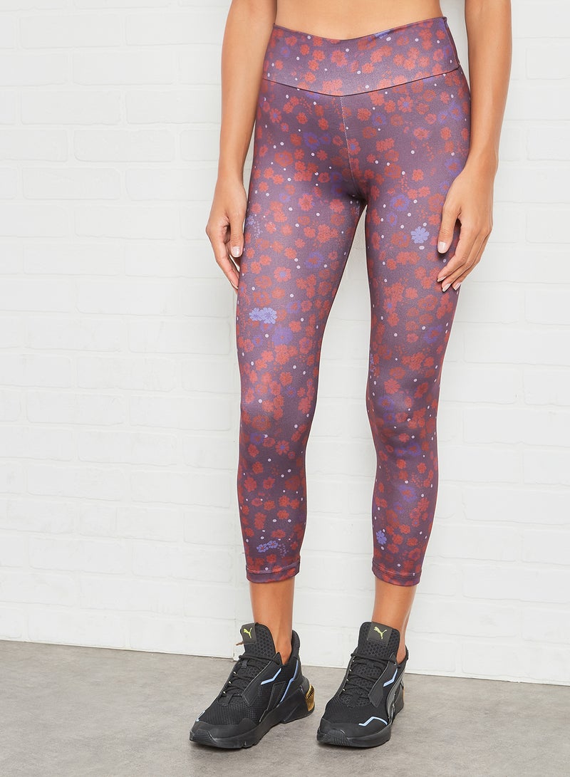 Athletiq - Women's High Rise Sports Training Workout Stretch Leggings With Elastic Waist and All Over Print Multicolour - Image 1
