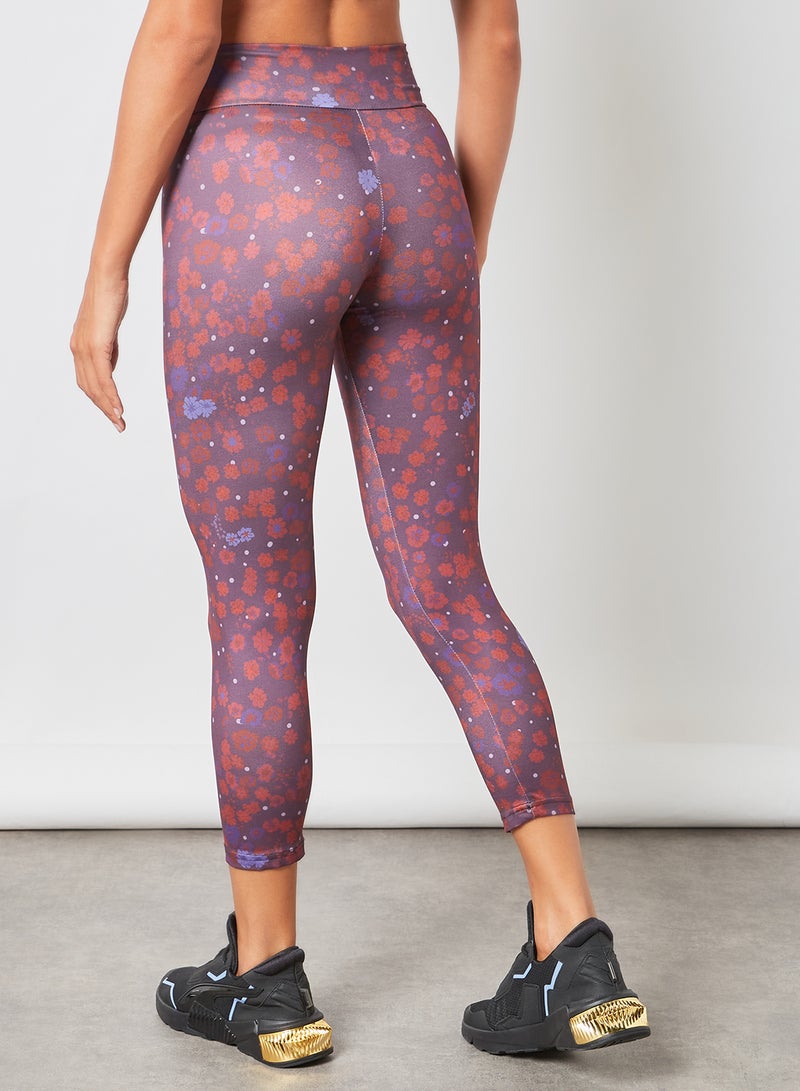 Athletiq - Women's High Rise Sports Training Workout Stretch Leggings With Elastic Waist and All Over Print Multicolour - Image 1