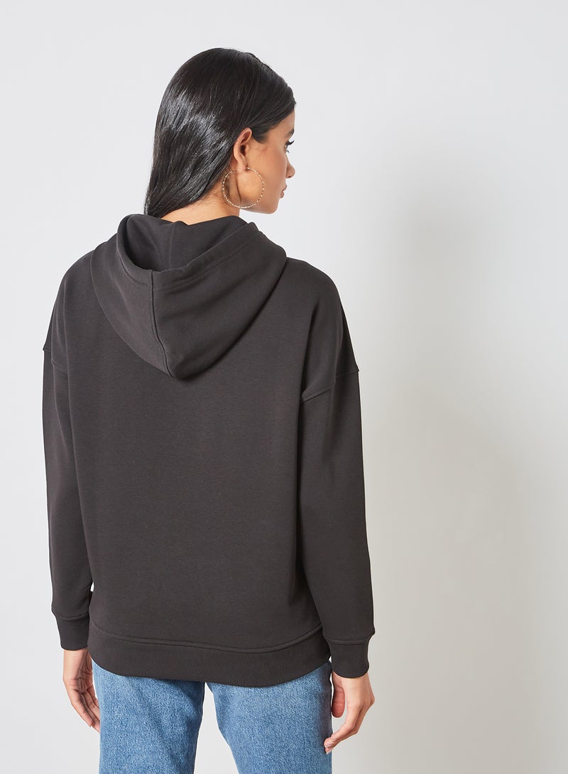 TOMMY SPORT - Logo Print Hoodie Black - Image 1
