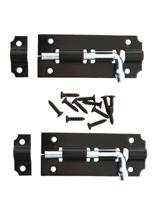 Lawazim Twin Latch Lock Set Black/Silver 3Inch 2 Piece |Slide Latch Lock, Keyless Entry Door Lock, Thickened Heavy Duty Steel Sliding Door Lock, Easy to Install Gate, Slide Latch Lock Black/Silver 3inch - v1622790804/N20117883A_1