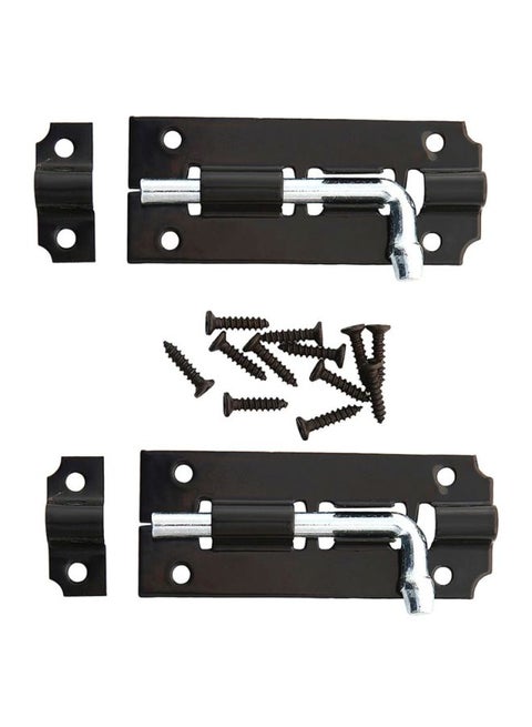 Lawazim Twin Latch Lock Set Black/Silver 3Inch 2 Piece |Slide Latch Lock, Keyless Entry Door Lock, Thickened Heavy Duty Steel Sliding Door Lock, Easy to Install Gate, Slide Latch Lock Black/Silver 3inch