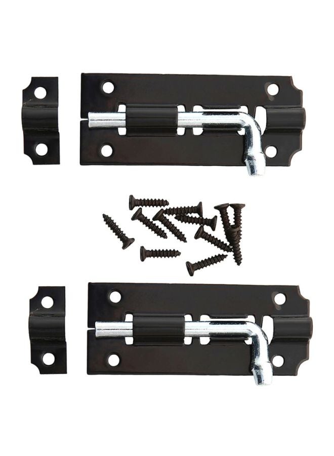 LAWAZIM Lawazim Twin Latch Lock Set Black/Silver 3Inch 2 Piece |Slide Latch Lock, Keyless Entry Door Lock, Thickened Heavy Duty Steel Sliding Door Lock, Easy to Install Gate, Slide Latch Lock Black/Silver 3inch  - Image 1