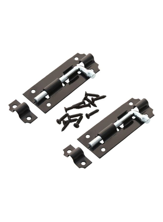LAWAZIM Lawazim Twin Latch Lock Set Black/Silver 3Inch 2 Piece |Slide Latch Lock, Keyless Entry Door Lock, Thickened Heavy Duty Steel Sliding Door Lock, Easy to Install Gate, Slide Latch Lock Black/Silver 3inch  - Image 2