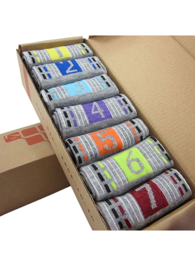 Pack Of 7 Pairs Of Socks Grey/Red/Blue - Image 1
