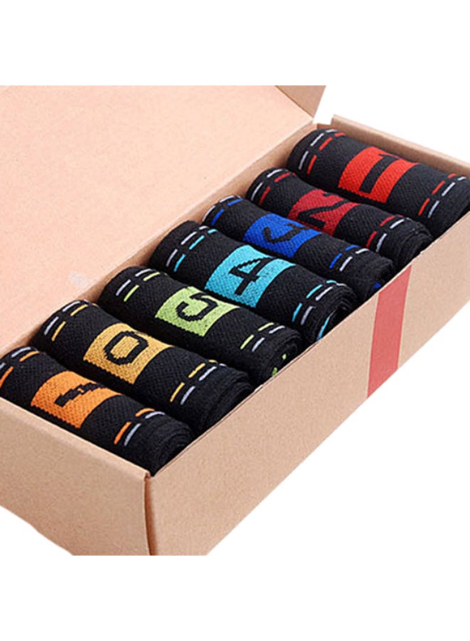 Pack Of 7 Pairs Of Socks Black/Red/Blue - Image 1