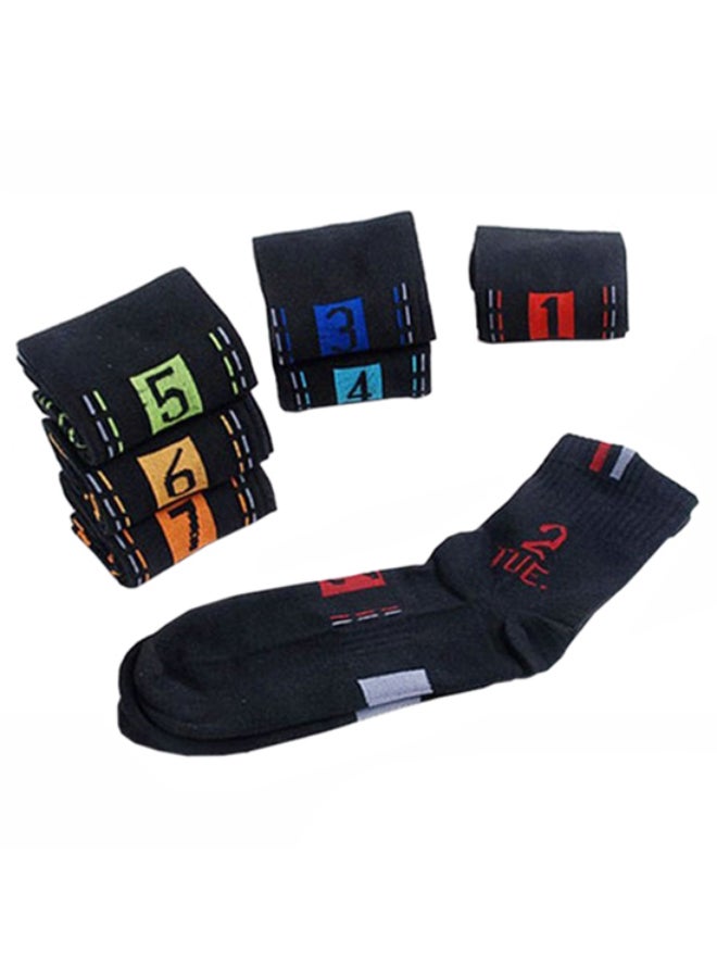Pack Of 7 Pairs Of Socks Black/Red/Blue - Image 2