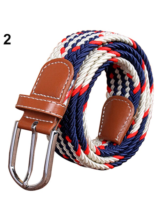 حزام سادة بإبزيم معدني منسوج متعدد الألوان - Image 1