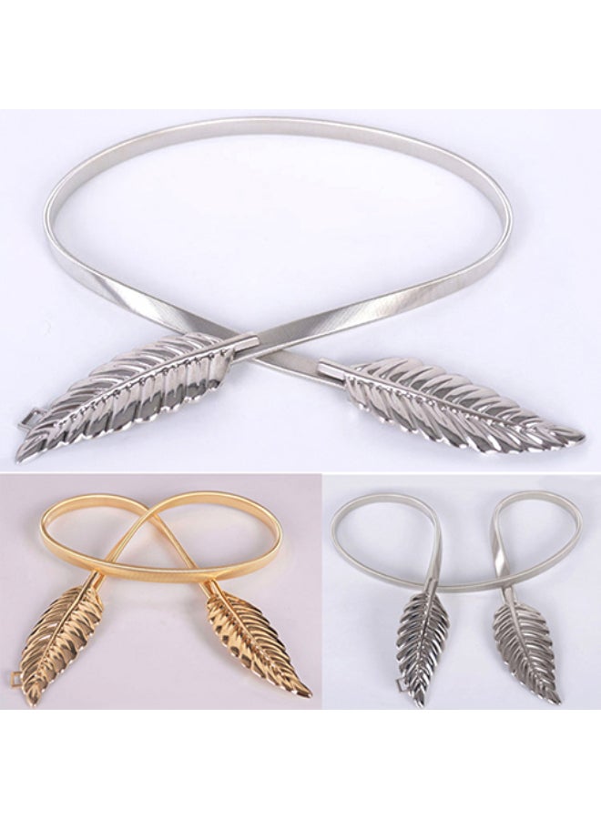 Leaf Design Vintage Style Belt Silver