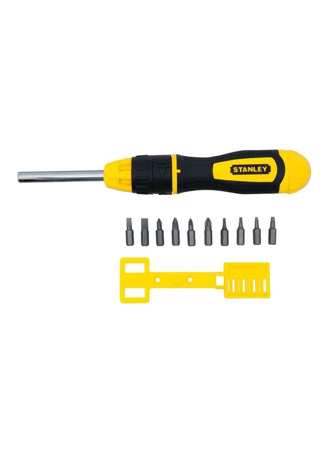 Stanley Ratcheting Screwdriver Yellow/Black 4inch - Image 1