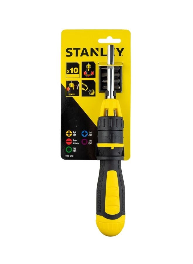 Stanley Ratcheting Screwdriver Yellow/Black 4inch - Image 2