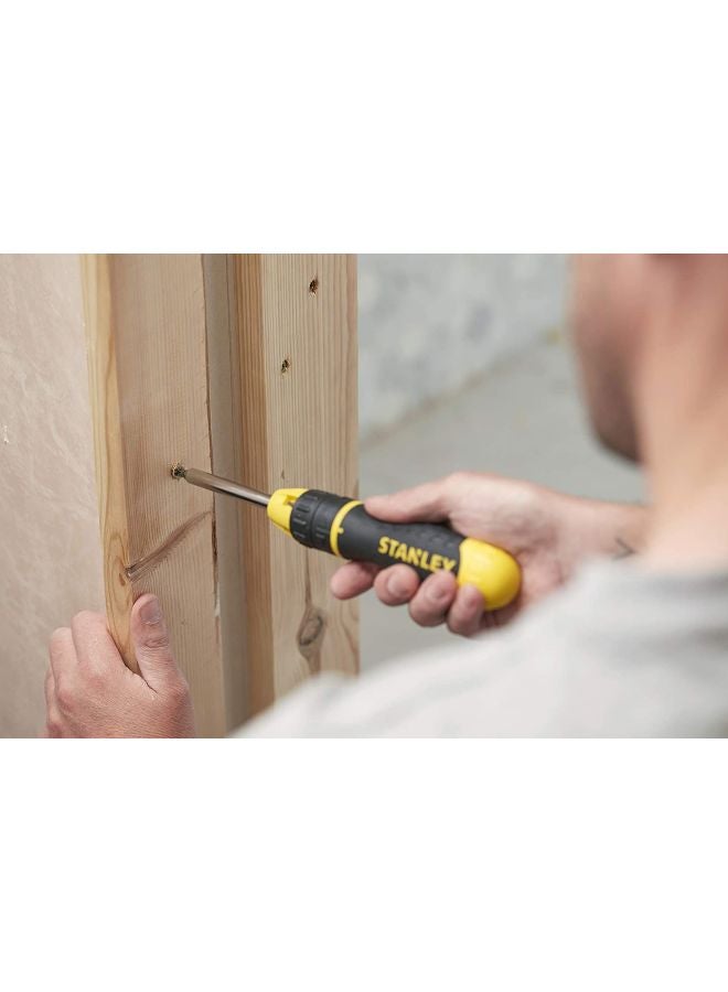 Stanley Ratcheting Screwdriver Yellow/Black 4inch - Image 4