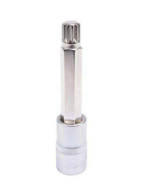 Socket Bit 1/2-Inch Spline M12 L=100mm YT-04354 Silver