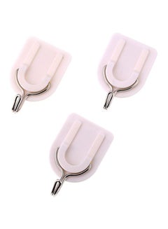 LAWAZIM 3-Piece Metal Head Adhesive Hook White/Silver 10x18cm  - Image 2