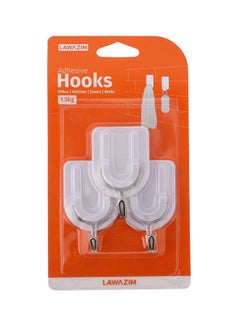 LAWAZIM 3-Piece Metal Head Adhesive Hook White/Silver 10x18cm  - Image 3