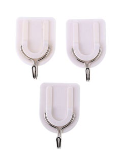 LAWAZIM 3-Piece Metal Head Adhesive Hook White/Silver 10x18cm  - Image 1